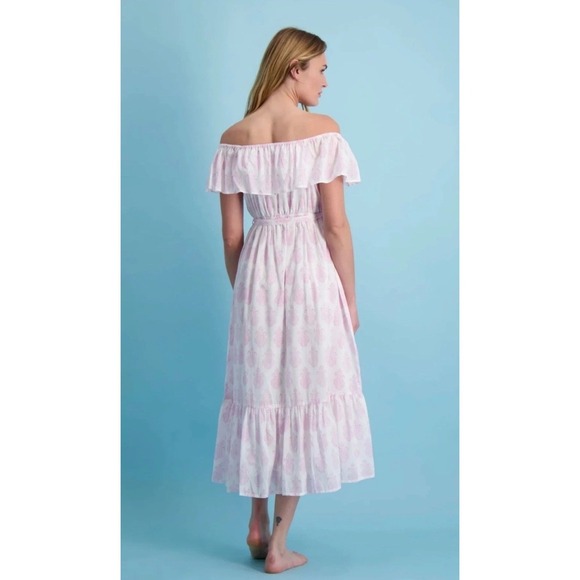 Mer St. Barth Dresses & Skirts - Mer St. Barth Benoite Maxi Dress Pink Paisley Off The Shoulder LRG 10/12